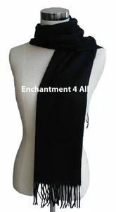 New 70" Classic 100% 2-Ply Pure Cashmere Scarf Neck Muffler Men Women, Black - Picture 1 of 4
