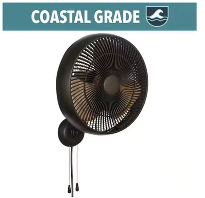 Hampton Bay Henton 18" Bronze 3-Speed Oscillating Indoor Outdoor Wall Mount Fan - Image 1 of 4