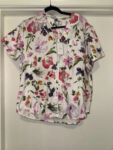 Neu mit Etikett Petite Plume Gardens of Giverny Pyjama Oberteil NUR Blumenmuster XL adrette Baumwolle kuschelig - Bild 1 von 5