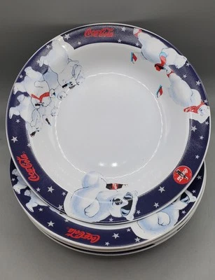 Vintage 1998 Coca Cola Coke Happy Bear Gibson Dinnerware Set Of 4 Bowls - Image 1 of 4