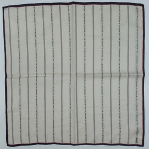 HK68- YSL Yves Saint Laurent Ivory Vertical Stripes Handkerchief Cotton 19"x19" - Picture 1 of 10