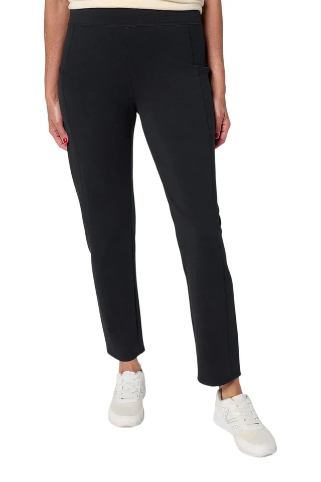 Pantalón de mujer Denim & Co. Active Duo elástico ajustado recto al tobillo negro Foto 1 de 1