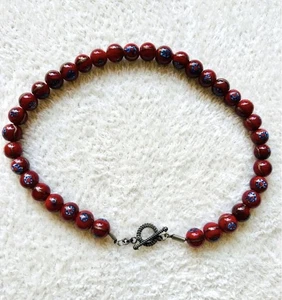 Vintage Venetian Millefiori Beads Necklace, Red, 1980s African Trade Jewelry - Picture 1 of 6