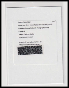 2024 National Treasures Baloncesto Ja'Kobe Walter #4 Rookie Auto - Imagen 1 de 2