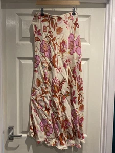 Maxi Vestido Floral Mango MNG - Estampado Botánico Rosa y Naranja - Talla L - Imagen 1 de 6