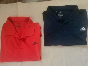 2 Adidas 2XL Golfshirts dunkelblau / rot - Bild 1 von 5
