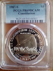 1987 S Constitution Bicentennial Proof Silver Dollar. PR69 - Picture 1 of 4