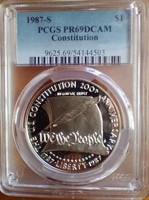 1987 S Constitution Bicentennial Proof Silver Dollar. PR69 - Image 1 of 4