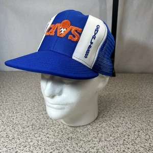 Vtg Cleveland Cavaliers Nylon Mesh Back Snap Back Hat Cap Blue AJD Lucky Stripes - Foto 1 di 13