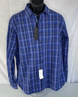 Men's Store Bloomingdales Blue Plaid Long-Sleeve Button Shirt XL NWT - Image 1 of 4