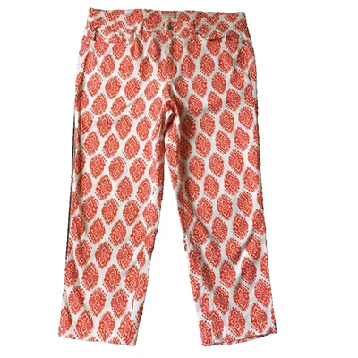 Женские джинсы Jones New York 14 джинсовая ткань укороченные капри 25 дюймов внутренний шов оранжевые белые богемное - Изображение 1 из 4