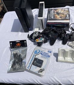 Untested Console Lot PS2 Wii DVDs Cords Controllers Accessories Bundle