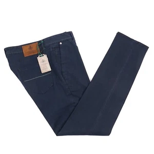 Luigi Borrelli Slim-Fit Navy Blue Twill Cotton 5-Pocket Pants 40 NWT Jeans - Picture 1 of 8