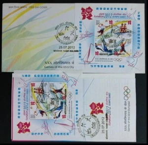 125. INDIA 2012 STAMP M/S XXX LONDON OLYMPIC GAMES FDC + BROCHURE - Picture 1 of 1