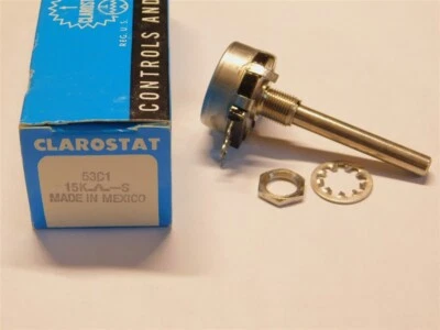Clarostat Honeywell 53C1-15K-S 15K 2W 10% Linear Taper Potentiometer 2" Shaft - Image 1 of 2