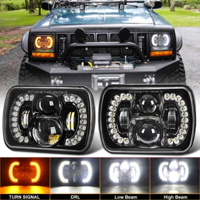 For Jeep Cherokee XJ 1984-01 for Wrangler YJ 87-95 5x7" LED Headlights DRL Pair - Image 1 of 4
