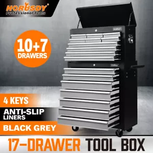 HORUSDY 17 Drawer Tool Box Trolley Cabinet Storage Cart Garage Toolbox Organiser - Picture 1 of 14