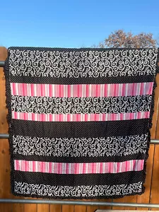 78"X111" Pink &Black Quilt JoJO Brand Preowned Very Good Condition Cotton - Picture 1 of 1
