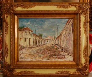 FRAMED SIGNED ORIGINAL OIL COLONIAL STREET OLD HAVANA, CUBA ARTIST: HECTO VIDAL - Picture 1 of 24