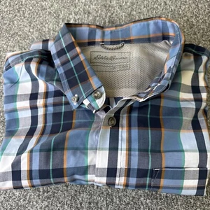Eddie Bauer Voyager Flex Shirt Men's XL Button Up Moisture Wick Plaid Blue - Picture 1 of 8