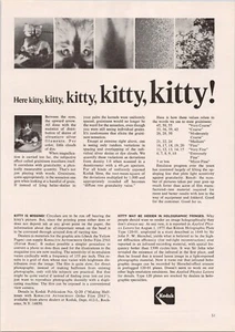 Kodak Cats Scientific Photography Kitty Print Ad 1975 - Picture 1 of 5