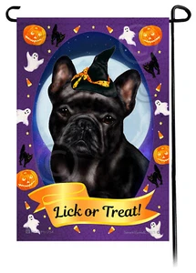 Halloween Garten Flagge - schwarze Französische Bulldogge - Bild 1 von 1