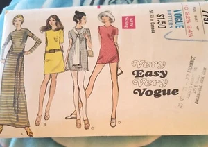 70er Jahre VOGUE Misses Kleid Muster 7797 Größe 10 MINI & MAXIKLEID - Bild 1 von 3