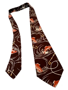 Vintage 1940s Tie Men's Neck Ties Swing Neckties 1930s BROWN Wide Rayon 46X3.9" - Picture 1 of 7