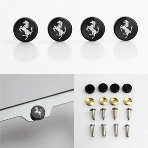 Grabado con láser 4 tornillos de fijación de marco de matrícula Ferrari de aluminio negro tapa - Imagen 1 de 6