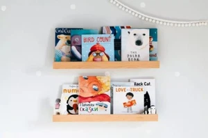 24 Inch Wall Shelves Natural Wood, Wall Mount Picture Ledge Shelf Pack of 02 - Picture 1 of 24