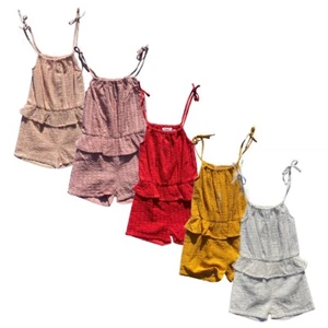 Kids Girls Broderie Anglaise Playsuit Romper Summer Outfit Shorts 100% Cotton - Picture 1 of 7