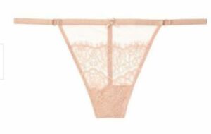 Victorias Secret Dream Angels Evening Blush V-String Thong Size XL Mesh & Lace
