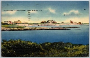 Vtg Newport Rhode Island RI Grave's Point Coast Guard Station 1940s Postcard - Picture 1 of 2