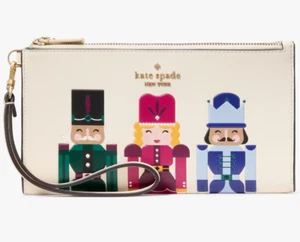 NWB Kate Spade Oh What Fun Nutcracker Double Zip White Wristlet KJ073 Gift Bag - Picture 1 of 14