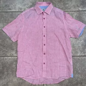 Report Collection Resort Pink Button Linen Shirt Mens L - Picture 1 of 4