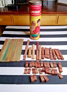 Vintage Haslam American Logs Set #805 54pcs & Canister - NOT COMPLETE - Picture 1 of 6