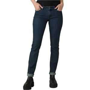Prana Denim Women Size 10 dark was stretch mid rise skinny jeans organic Cotton - Picture 1 of 9