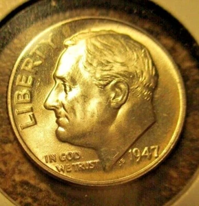1947 ROOSEVELT DIME GEM BU  222 - Picture 1 of 2