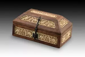 Romanesque style chest. Wood, bone, metal. Spain, 21st century. - Picture 1 of 9