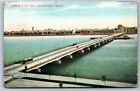 Postcard Ma Aerial View Street Car On Harvard Bridge Cambridge Massachusetts T8