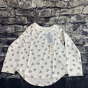 Cat & Jack 4T Girls' Hearts Long Sleeve T-Shirt Black White - Picture 1 of 7