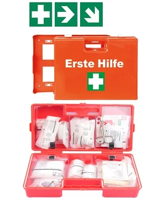 Premium Erste-Hilfe-Koffer DIN 13157: Komplett-Set (64-teilig) + Wandhalterung