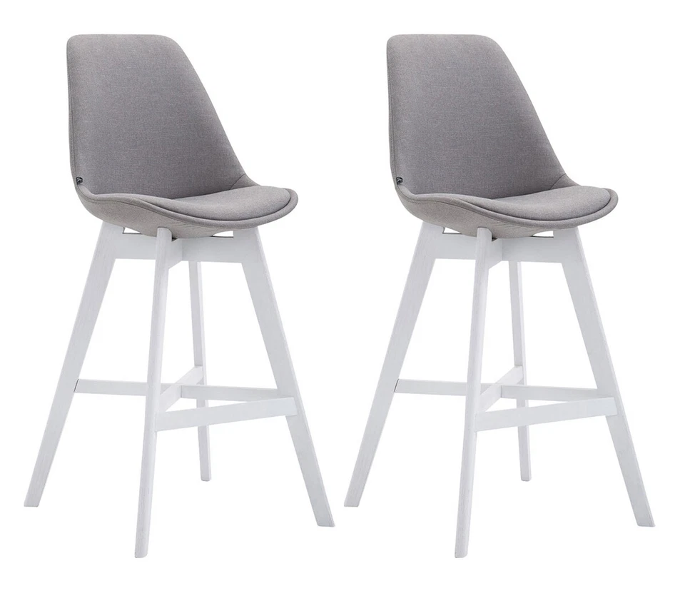 Lot de 2 tabourets de bar Cannes Tissu Pieds et Repose-pieds Bois dossier haut - Photo 1/1