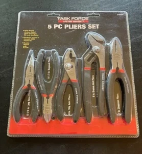 Task Force 5 Piece Pliers Set- Sealed- New Old Stock- Long Nose- Slip Joint - Picture 1 of 8