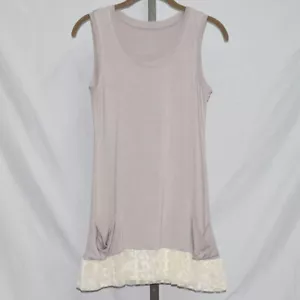 LOGO by Lori Goldstein Tank Gr. XXS Spitzenbesatz beige Boho Chic Logenlook im Trend - Bild 1 von 5