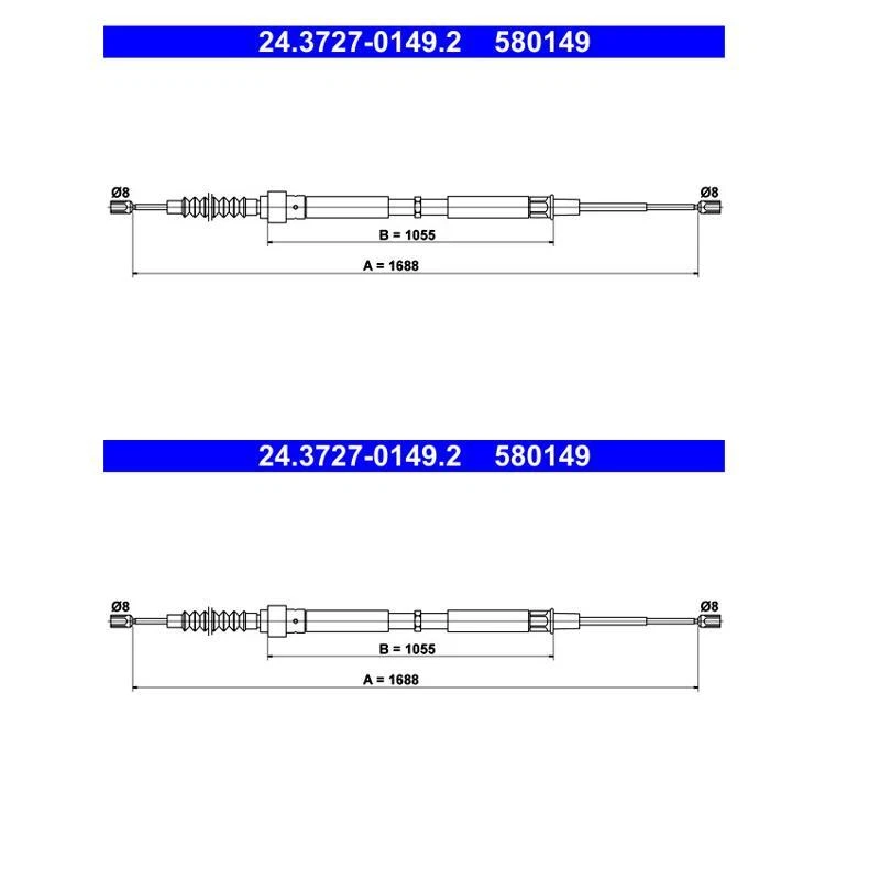 ATE 24.3727-0149.2 Câble de Frein à Main Arrière pour Audi A3 Seat Skoda VW - Photo 1/1