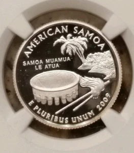 2009-S NGC American Samoa Silver Quarter PF70 UCAM, S.F. Label, U.S. Territories - Picture 1 of 4