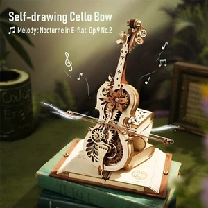 ROKR 3D Wooden Puzzles 1:5 Scale Magic Cello Model Kit Desk Decor for Adult Gift - Picture 1 of 11