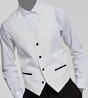 $115 Alfani Mens White Slim-Fit Solid Stretch Tuxedo Suit Vest Waistcoat Size Xl