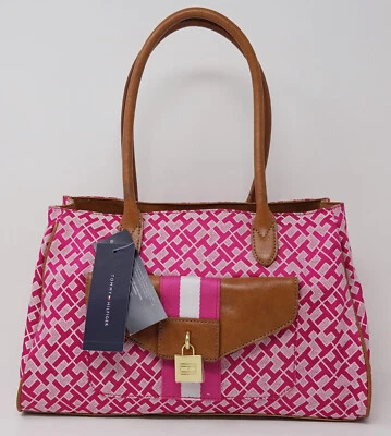 NUEVO Tommy Hilfiger Para Mujer Rosa TH Logo Jacquard Cartera Bolso de Mano Cartera Foto 1 de 3